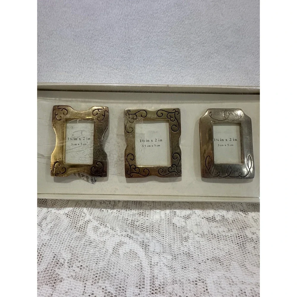 Pier 1 Imports Golden Etched Frames Set of 3 Mini Photo‎ Display